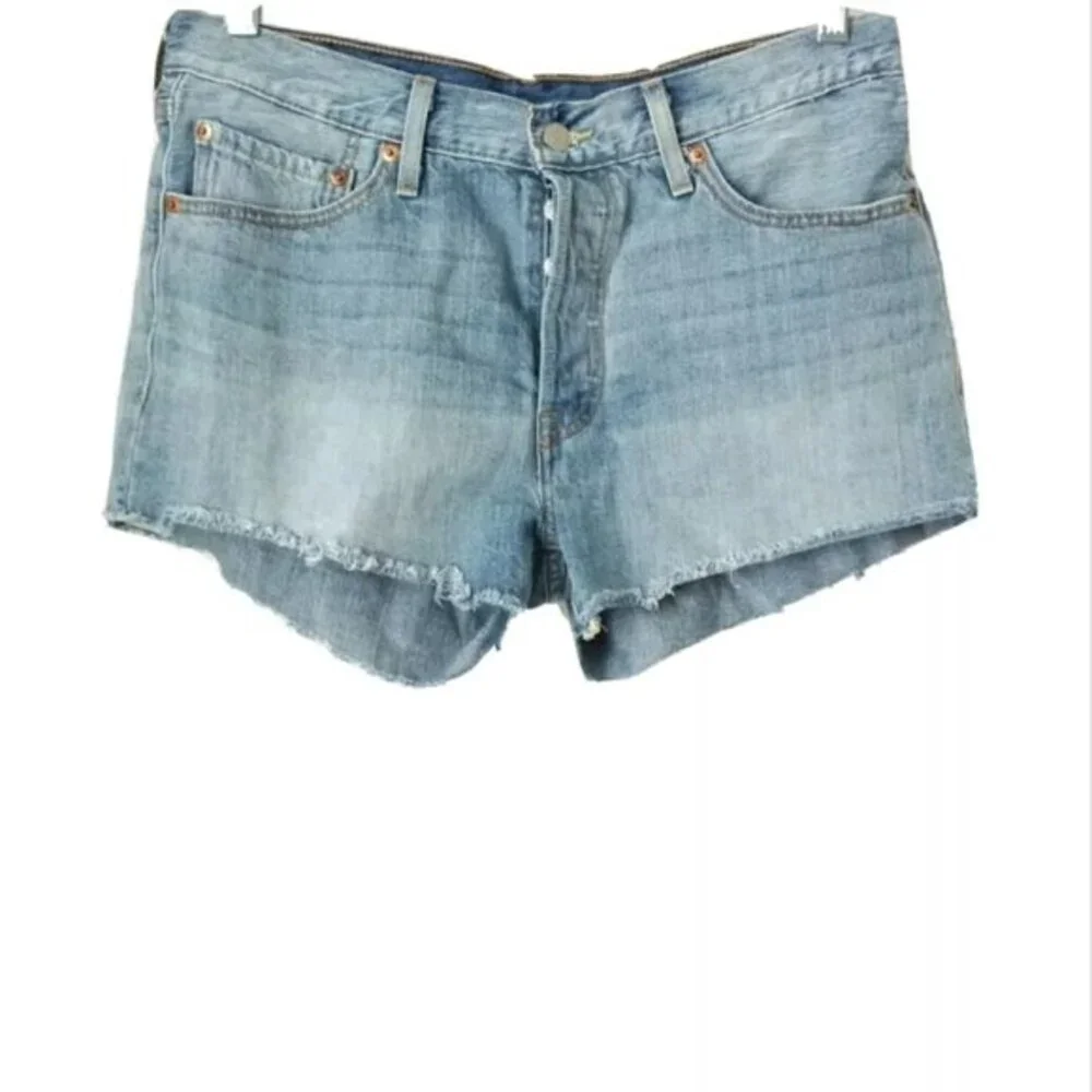 Levi's 501 Button Front Denim Shorts Light Wash Blue 31